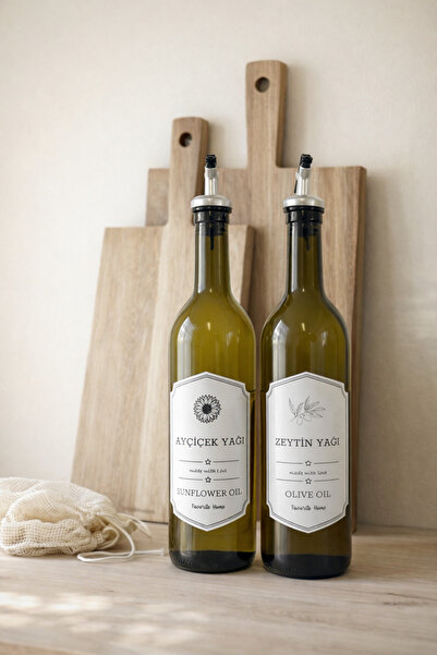 Bohemian مجموعة زجاجات زيت عباد الشمس وزيت الزيتون الرجعية المكونة من قطعتين ...