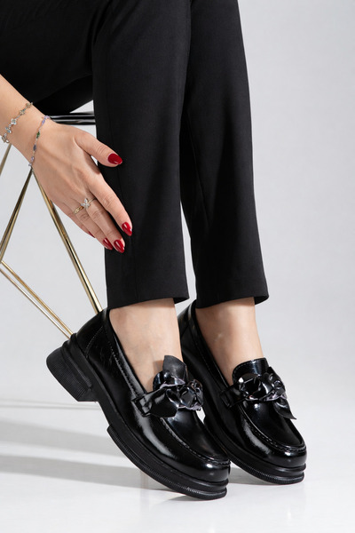 guijarro Pantofi de zi cu zi pentru femei, cu cataramă cu lanț, cu talpă groasă