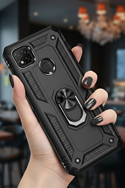 TechTrove Xiaomi Redmi 9C Kılıf Yüzüklü Stand Olabilen Magnetic Tpu Tank Kapak
