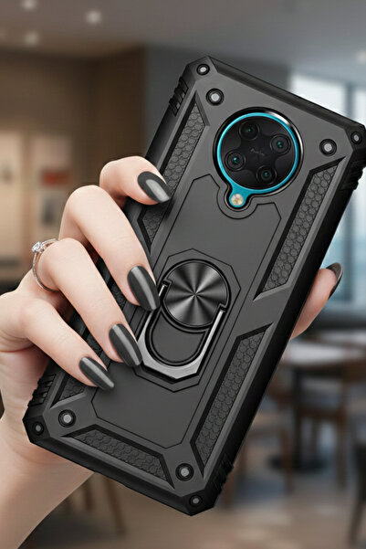 TechTrove Xiaomi Poco F2 Pro Kılıf Yüzüklü Stand Olabilen Magnetic Tpu Tank K...