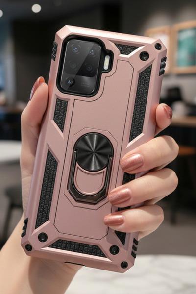 TechTrove Oppo Reno 5 Lite Kılıf Yüzüklü Stand Olabilen Magnetic Tpu Tank Kapak