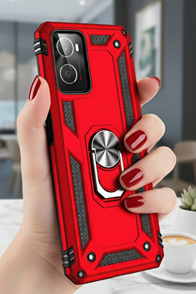 TechTrove Oppo A76 Kılıf Yüzüklü Stand Olabilen Magnetic Tpu Tank Kapak