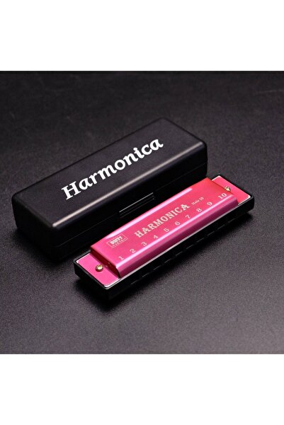 Choice هارمونيكا محمولة بلون أحمر وردي، مفتاح دو، 10 ثقوب، مع علبة، هارمونيكا...
