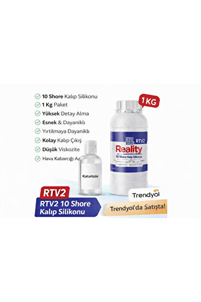REALİTY YAPI Kalıp Silikonu 1 Kg. (RTV2, Yarı Şeffaf, 10 Shore)