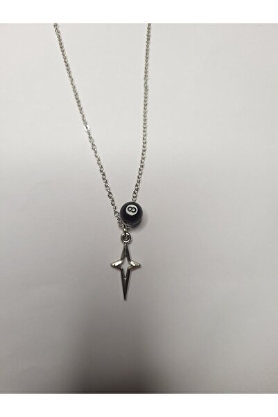 NO BRAND 8 ball yıldız diamond punk grunge pinterest kolye