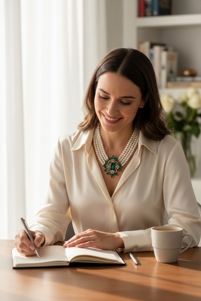 FAYRA ACCESSORIES Kristal Taşlı Diana İnci Kolye