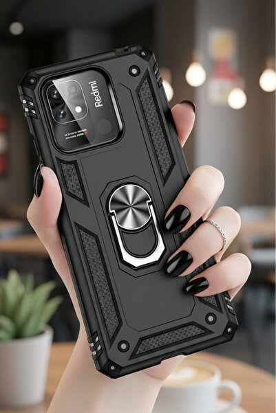 TechTrove Xiaomi Redmi 10C Kılıf Yüzüklü Stand Olabilen Magnetic Tpu Tank Kapak