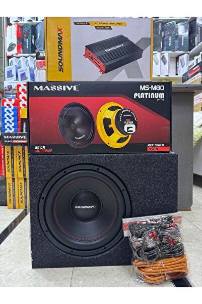 Soundmax Paket Set Takım 30cm Bass 20cm Midrange 4 Kanallı Anfi Kablo Seti
