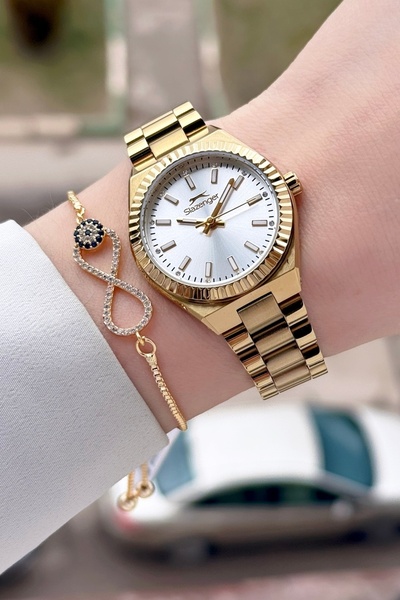 Slazenger Gold Color Women's Wristwatch and Bracelet