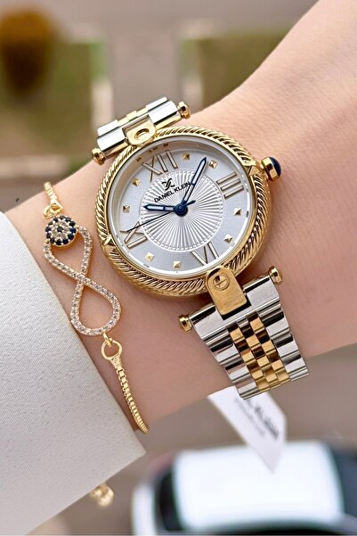 Daniel Klein Gold Silver Color 32 mm Women's Wristwatch and Bracelet