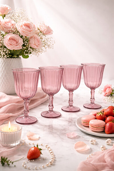 Rakle Splendid 4'lü Su Kadehi Seti Mürdüm 240 cc