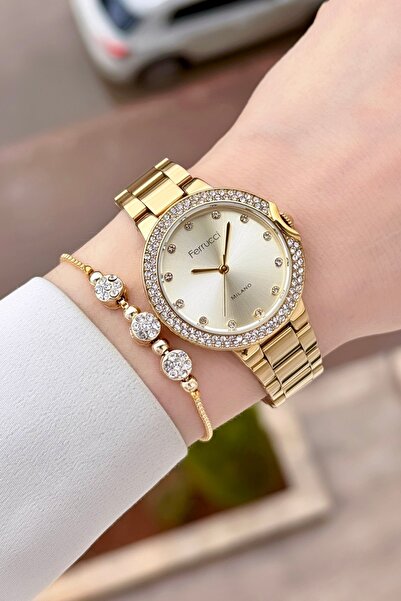 Ferrucci Gold Color Adjustable Women's Bracelet and Bracelet