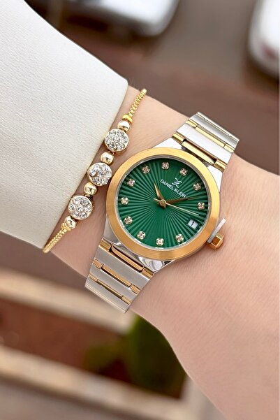 Daniel Klein Dial Green Band Gold Metallic Color 2 Years Warranty 30 mm Women...