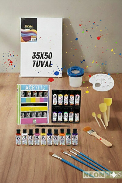 NEON PLUS Lüks Akrilik Boya Başlangıç Seti 35x50 Tuval Lüks Full Set