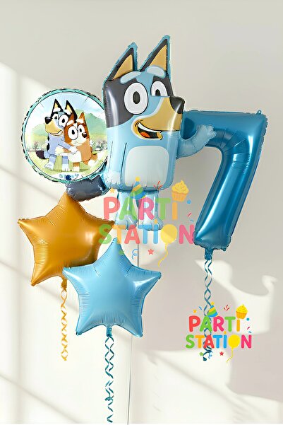 Parti Station Bluey Temalı 7 Yaş Folyo Balon Seti – Rakam Balonlu Doğum Günü ...