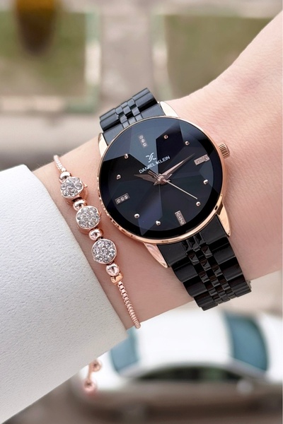 Daniel Klein Case Rose Cord Black Color 32 mm Women Wrist Watch & Bracelet