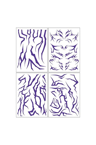 Choice 4 قطع من ملصقات وشم مكياج أنمي بنفسجي، ملصقات ليزر برق لكامل الجسم، مل...