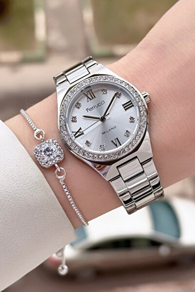 Ferrucci Silver Color Women's Wristwatch and Bracelet