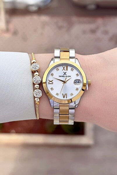 Daniel Klein Sarı Silver Renk 24 Ay Garantili 33 Mm Kadın Kol Saati ve Bileklik