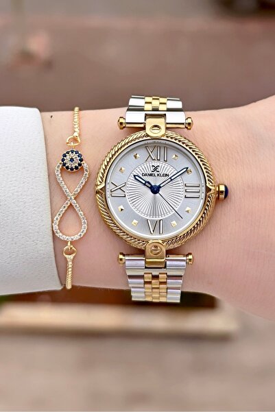 Daniel Klein Sarı Silver Renk 24 Ay Garantili 32 Mm Kadın Kol Saati ve Bileklik