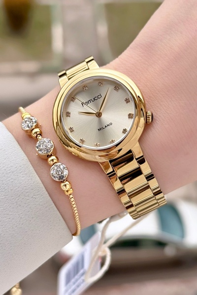 Ferrucci Gold Color Women's Wristwatch and Bracelet