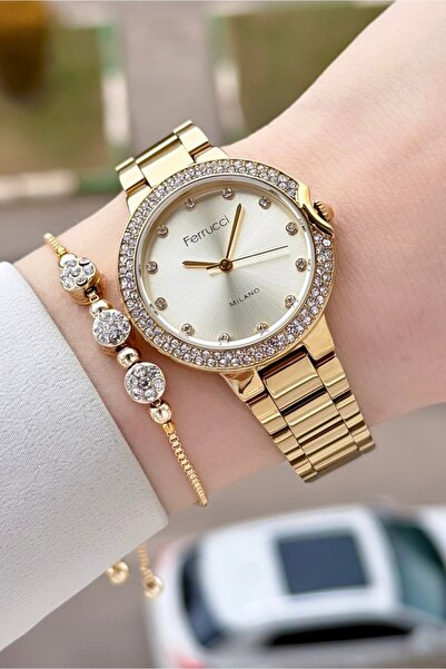 Ferrucci Gold Color Women's Wristwatch and Bracelet