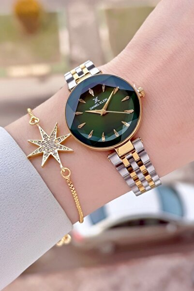 Daniel Klein Dial Green Band Gold Silver Color 30 mm Women's Wrist Watch and ...