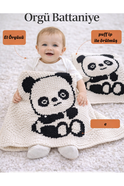 lupi Puffy el örgüsü bebek battaniye