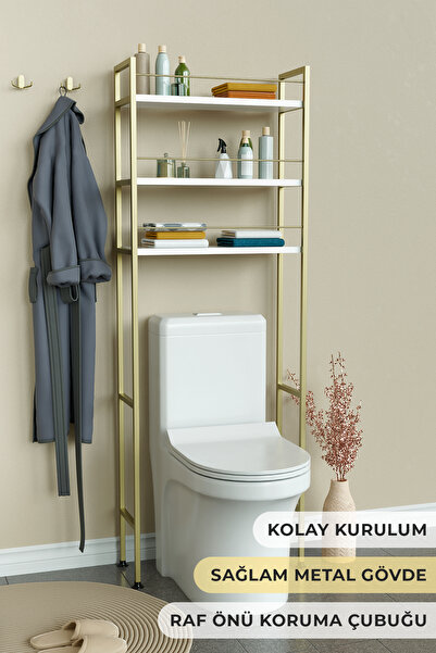 Hediyeler Kapında Klozet Üstü Banyo Düzenleyici Raf Kolay Kurulum ve Bariyerl...