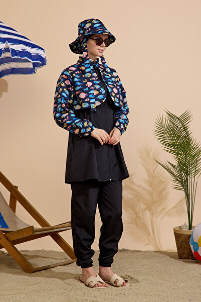 GAVLİA Women's Hijab Swimsuit Set of 5, Full Coverage with Zipper..