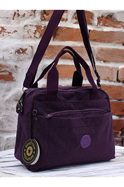 Bevitton Kadın Mor Fermuarlı Astarlı Ayarlanabilir Askılı Çok Gözlü Çanta 4200