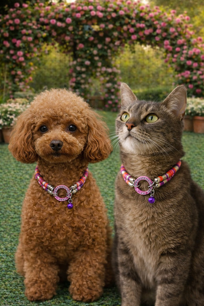 milamiow köpek kolyesi kedi kolyesi kordon kolye pembe kolye