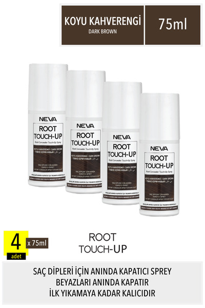 Neva ROOT TOUCH-UP Saç Dipleri İçin Kapatıcı Sprey KOYU KAHVERENGİ 75ml x 4adet