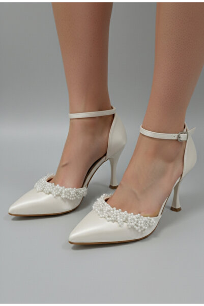 ŞAH أحذية بكعب عالٍ 9 سم مزينة باللؤلؤ لحفلات الزفاف والسهرات