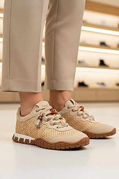 TW Tonny White Tokyo - 193-1 Kadın Hasır Sneaker Süet detaylı Boncuklu Calla