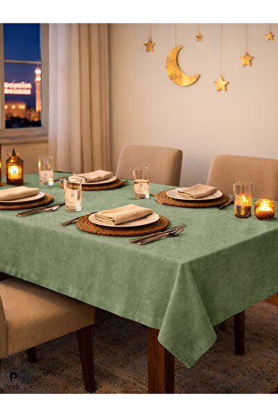 Perle Față de masă de culoarea frunzelor de măslin texturată catifea seria Daily