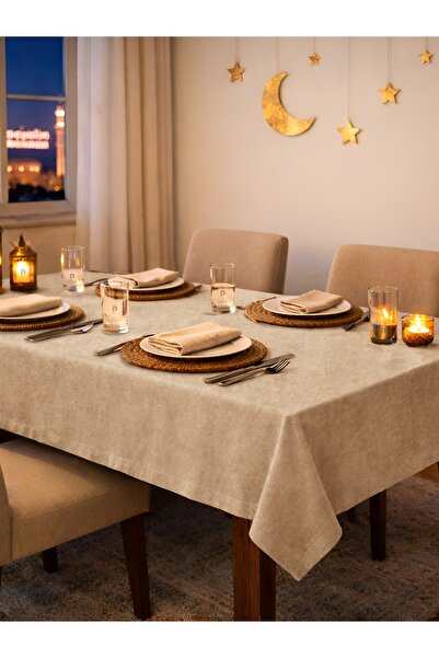 Perle Față de masă din catifea textura bej Sahra Daily Series