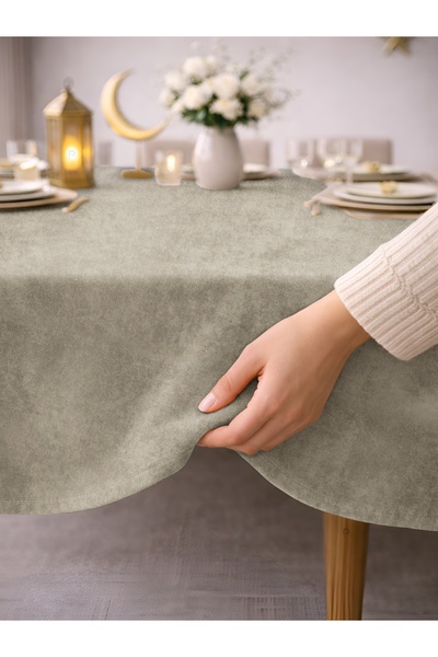 Perle Daily Series Kadife Dokulu Keten Rengi Masa Örtüsü