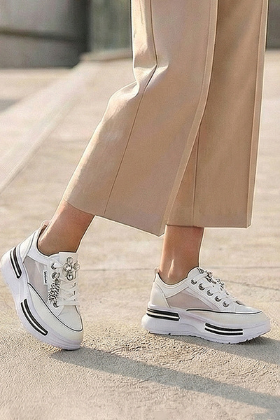 TW Tonny White Токио - 172 Ленени кецове с детайли от тюл, височина на тока (...