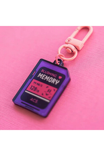 Choice سلسلة مفاتيح وردية اللون بتصميم بطاقة ذاكرة - سلسلة مفاتيح سيارة رائجة...