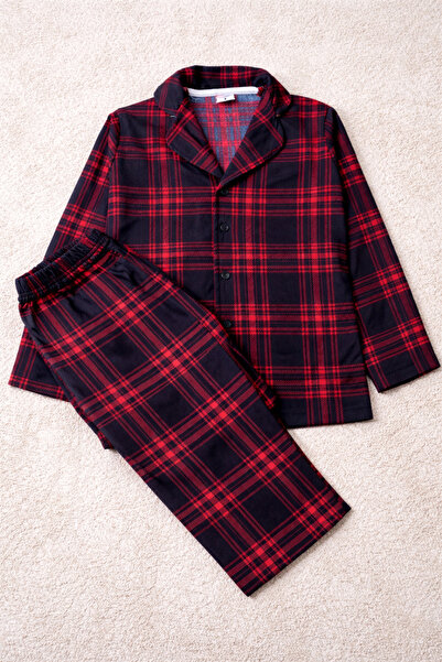 zahider Σετ πιτζάμες από βαμβακερό καρό για αγόρια