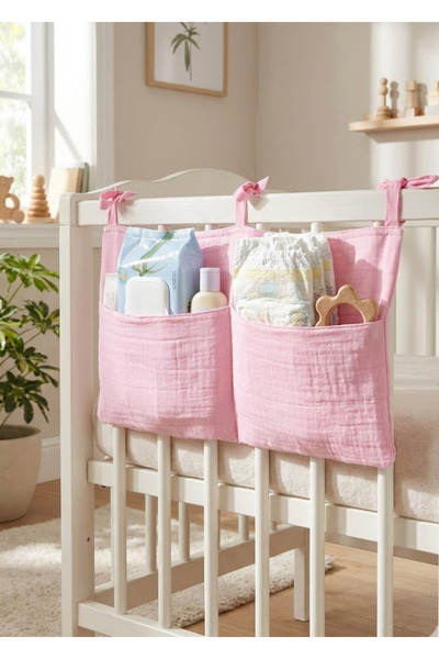 Joyous Mom Kids Bebek Beşik Yanı Organizer 2 Cepli Pratik Çocuk Yatak Yanı Or...