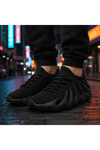 OUTLET41 حذاء رياضي أسود للرجال – حذاء رياضي شبكي خفيف الوزن للغاية بنعل مموج