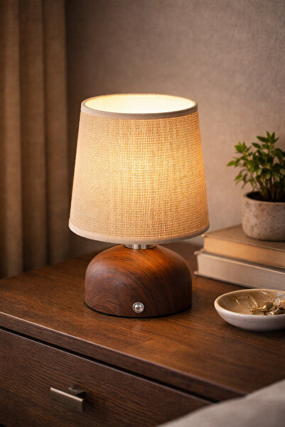 Apliqa Maite Wooden Detailed Battery Operated Wireless Touch Rechargeable Led...