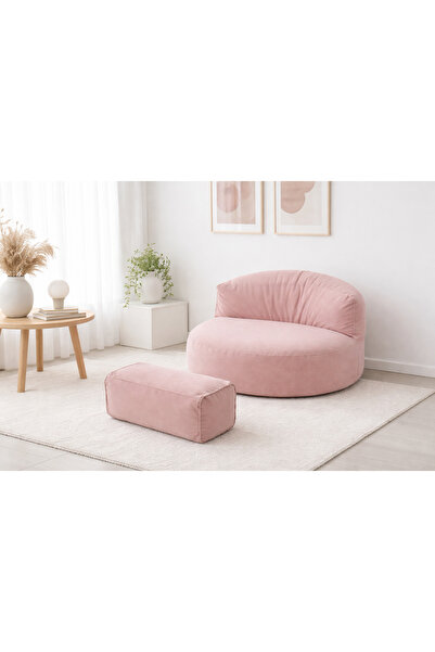 PATARA HOME Mila Modell Pembe Puff & Armut Koltuk 2'li Relax Koltuk