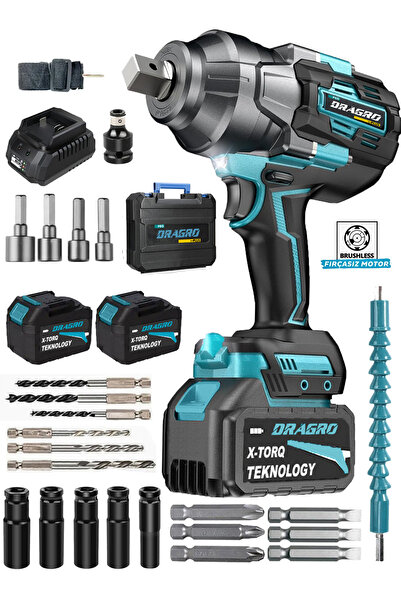 Dragro Profesyonel 1400 Nm Kademeli Yüksek Torklu Somun Bijon Sökme Matkap Ak...