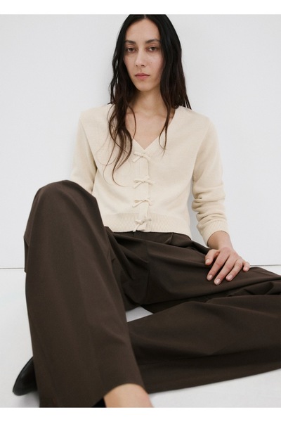 MANGO Woman Bağ detaylı triko hırka