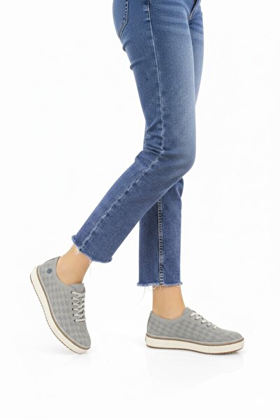 Mammamia Kadın Gri Ayakkabı - Deri Casual Ayakkabı - Günlük - Spor - D25YA-710