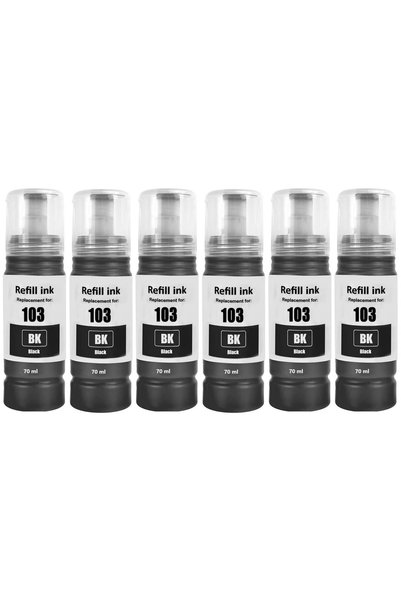 TecHarbor Epson EcoTank L1210,L1250,L3110,L3111,L3151,L3156 Uyumlu 6 Adet Siy...
