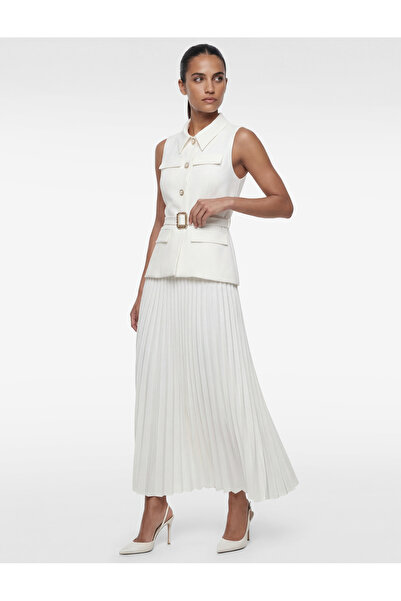 Koton Rochie tip jachetă, fără mâneci, din țesătură crep, croială slim, cu na...